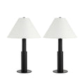 Pantera 25" Tall Matte Black Iron Table Lamp with Tapered Linen Shade (Set of 2)