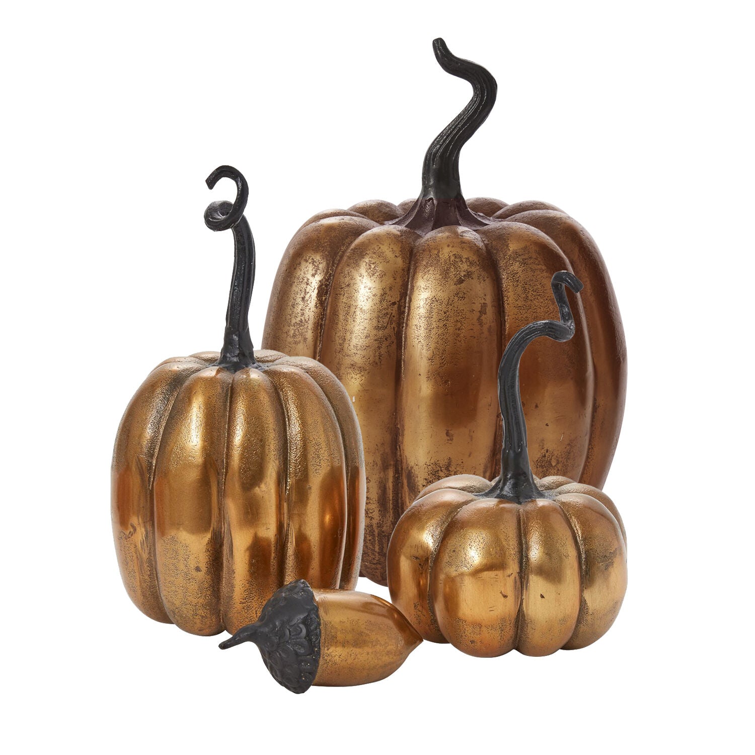 Totem Collection Set of 4 – Cast Aluminum Acorn & Pumpkins