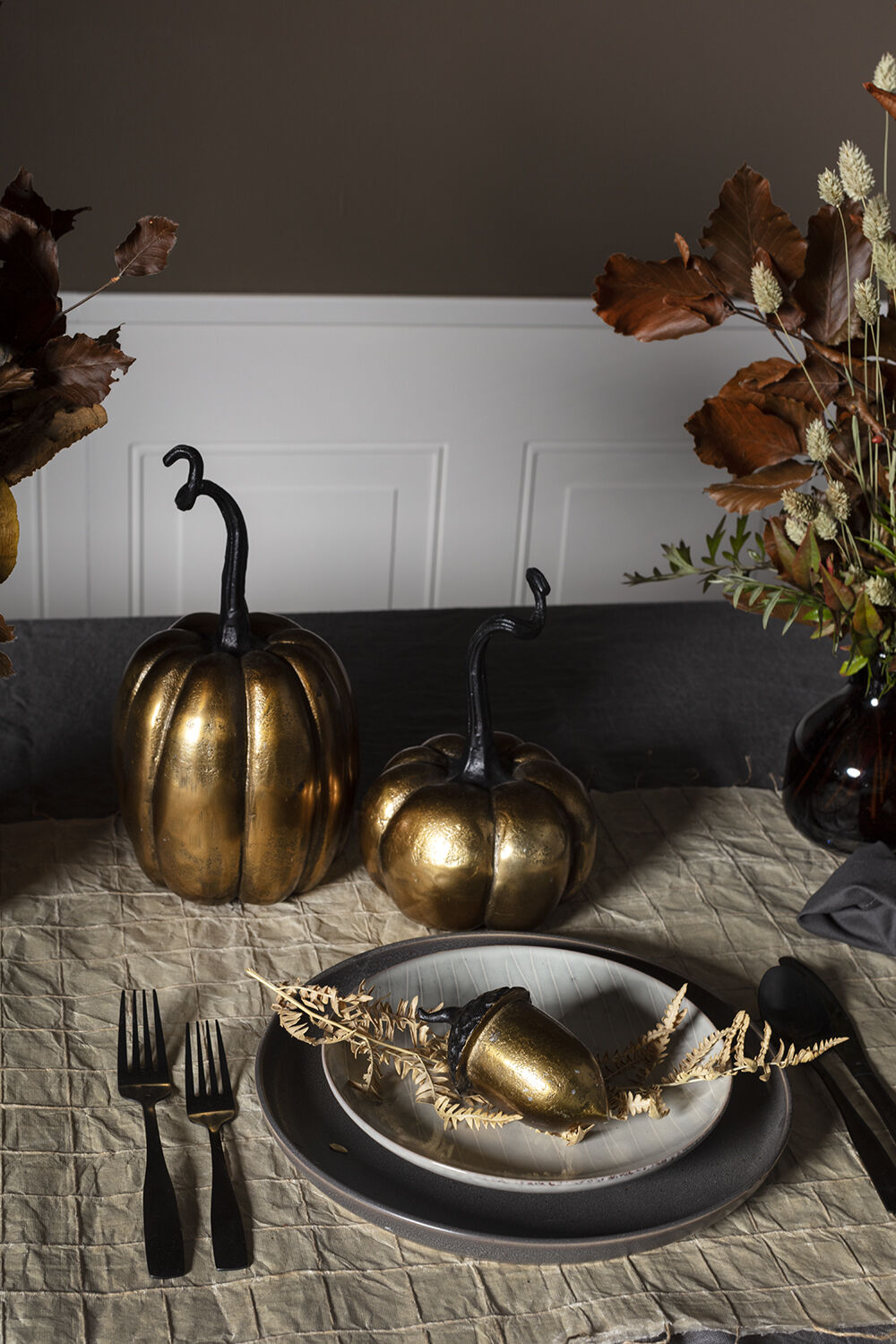 Totem Collection Set of 4 – Cast Aluminum Acorn & Pumpkins
