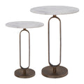 Irene Indoor Cast Aluminum Side Table, Antique Brass