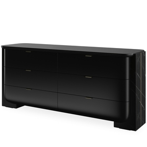 white dress with black top Aralia Drawer Dresser, Four Drawers, Superior Top Black / Light Oak