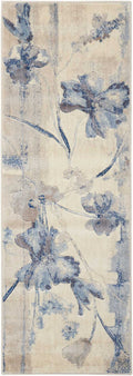 Somerset Ivory Blue Farmhouse Polyester Area Rug