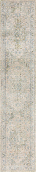 Astra Machine Washable Blue Green Vintage Polyester Area Rug