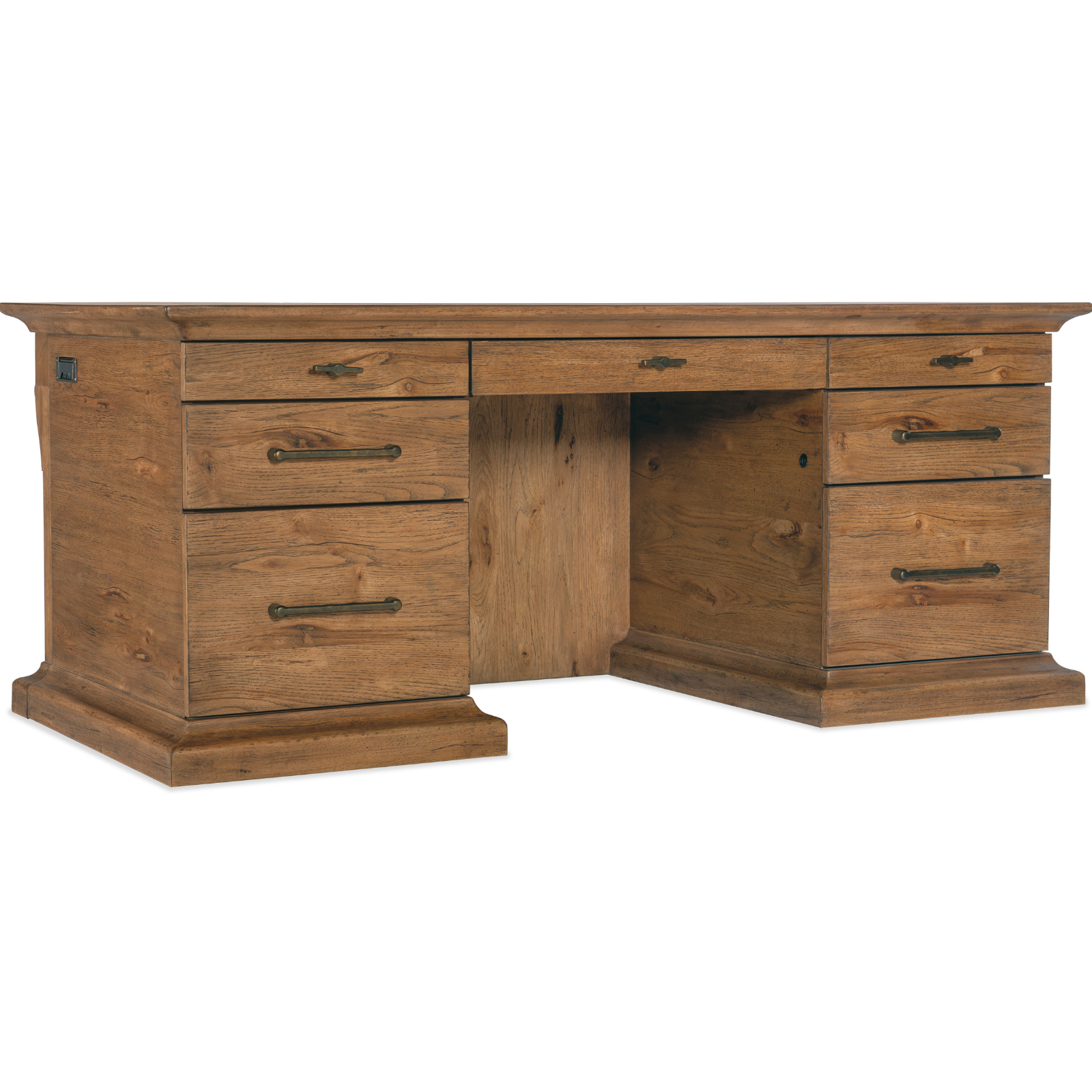 Big Sky Executive Desk – Rustic Hickory, Leather Surface
