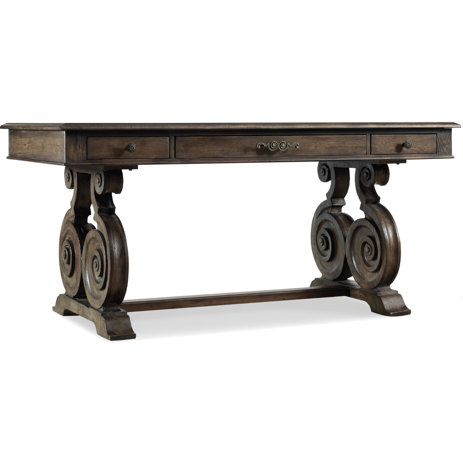 Rhapsody Writing Desk – Walnut Rustic Finish, Lyre Base