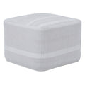 Renaud Indoor 100% PET Pouf, Light Grey/ Ivory