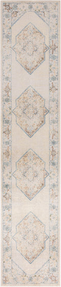 Astra Machine Washable Ivory Blue Vintage Polyester Area Rug