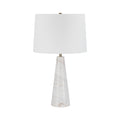 Vevey 25" Tall Plated Antique Brushed Brass Iron Table Lamp with Tapered Linen Shade