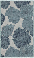 Garden Oasis Blue Tropical Polypropylene Area Rug