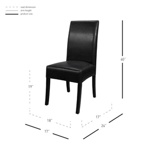 Valencia Set of 2 Bonded Leather Dining Chair in Black