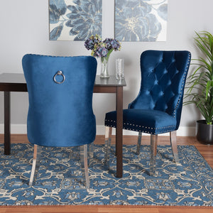 Honora Set of 2 Dining Chairs in Blue Velvet