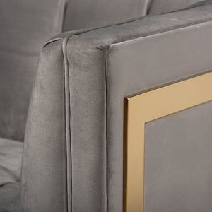 Ambra Luxe Velvet Button Tufted Sofa in Gray