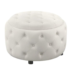 Angelina Tufted Storage Round Ottoman in Pearl