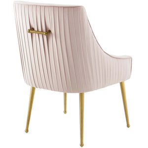 Discern Pleated Performance Velvet Dining Chair in Pink