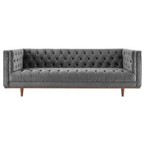Elation Tufted Performance Velvet Sofa in Gray