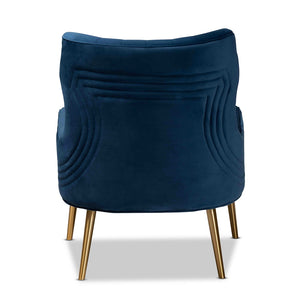 Nelson Navy Blue Velvet Upholstered Tufted Armchair