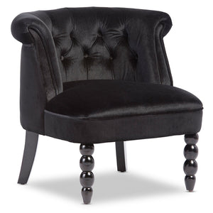 Flax Victorian Black Velvet Accent Chair