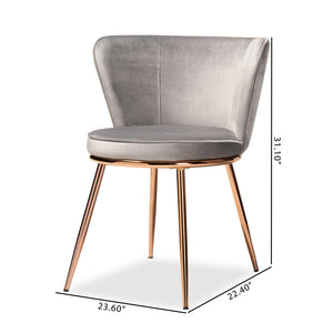 Farah Set of 2 Luxe Grey Velvet Dining Chair Set