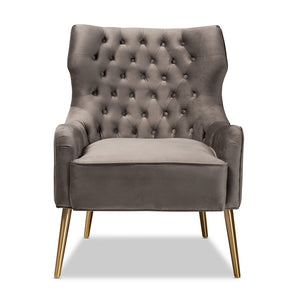 Nelson Luxe Grey Velvet Upholstered Accent Chair