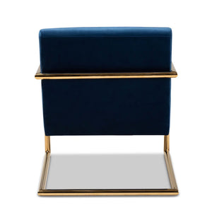 Mira Blue Velvet Fabric & Gold Lounge Chair