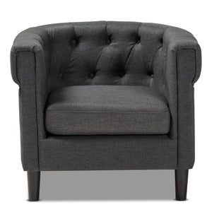 Bisset Upholstered Grey Chesterfield Chair