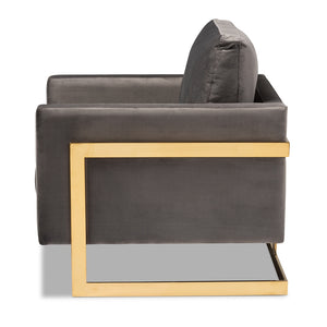 Matteo Luxe Grey Velvet Upholstered Armchair