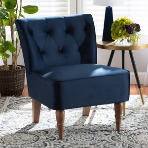 Harmon Velvet Upholstered Accent Chair in Blue