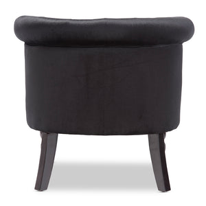 Flax Victorian Black Velvet Accent Chair
