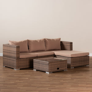 Addison Light Brown Woven Rattan Outdoor Reclining Sofa Set