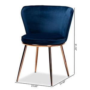 Farah Set of 2 Luxe Blue Velvet Dining Chair Set