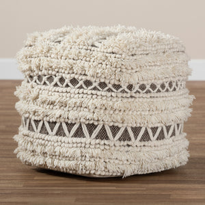 Vesey Handwoven Cotton & Wool Pouf