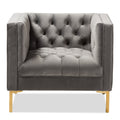 Zanetta Velvet Grey Tufted Lounge Chair