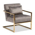 Mira Grey Velvet & Gold Finished Metal Lounge Chair