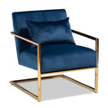 Mira Blue Velvet Fabric & Gold Lounge Chair