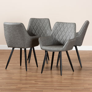 Astrid Upholstered 4 Piece Dining Set in Grey