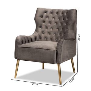 Nelson Luxe Grey Velvet Upholstered Accent Chair