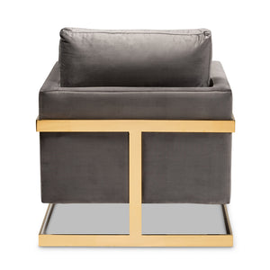 Matteo Luxe Grey Velvet Upholstered Armchair