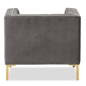 Zanetta Velvet Grey Tufted Lounge Chair