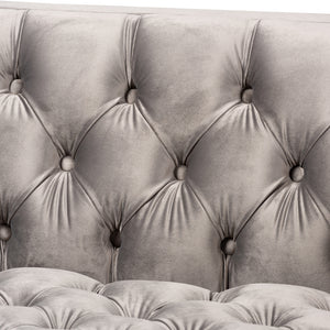 Zanetta Grey Velvet 2 Piece Sofa & Lounge Chair Set