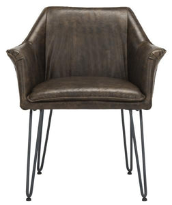 Esme Set of 2 Leather Dining Chair in Dark Brown